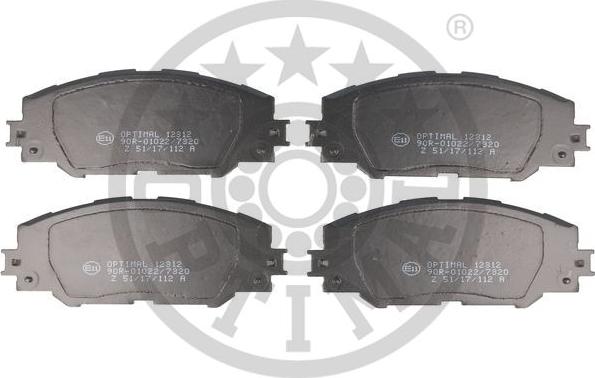 Optimal 12312 - Brake Pad Set, disc brake autospares.lv