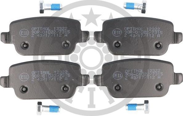 Optimal 12322 - Brake Pad Set, disc brake autospares.lv