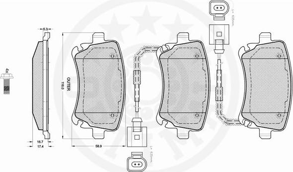 Optimal 12240 - Brake Pad Set, disc brake autospares.lv