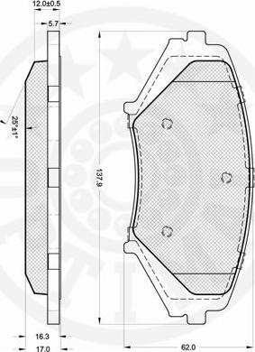 Optimal 12237 - Brake Pad Set, disc brake autospares.lv