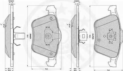 Optimal 12273 - Brake Pad Set, disc brake autospares.lv