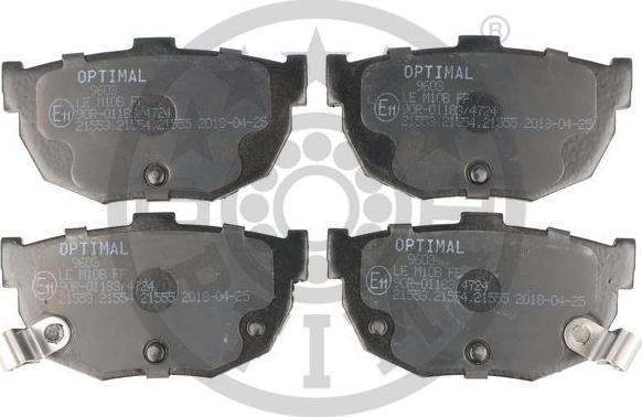 Optimal BP-09603 - Brake Pad Set, disc brake autospares.lv