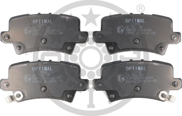 Optimal BP-12490 - Brake Pad Set, disc brake autospares.lv