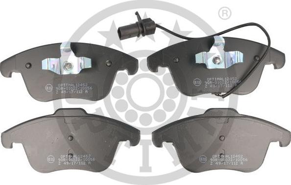 Optimal BP-12452 - Brake Pad Set, disc brake autospares.lv