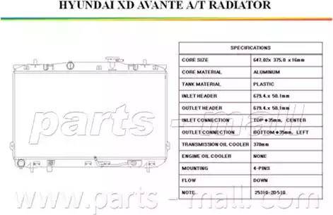 Parts-Mall PXNDA-011 - Radiator, engine cooling autospares.lv