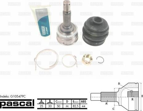 Pascal G10547PC - Joint Kit, drive shaft autospares.lv