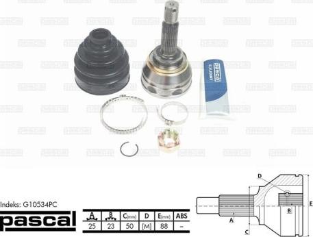 Pascal G10534PC - Joint Kit, drive shaft autospares.lv