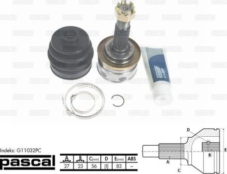 Pascal G11032PC - Joint Kit, drive shaft autospares.lv