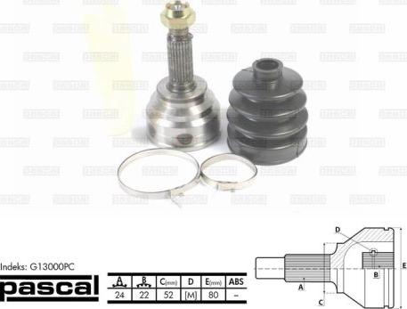 Pascal G13000PC - Joint Kit, drive shaft autospares.lv