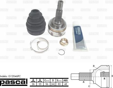 Pascal G12046PC - Joint Kit, drive shaft autospares.lv