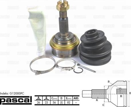 Pascal G12000PC - Joint Kit, drive shaft autospares.lv