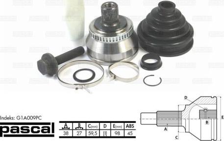 Pascal G1A009PC - Joint Kit, drive shaft autospares.lv