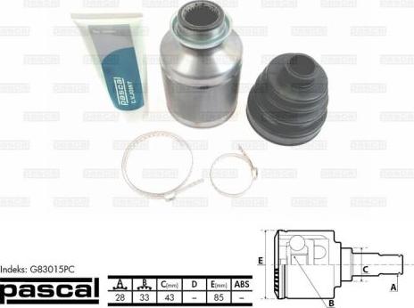 Pascal G83015PC - Joint Kit, drive shaft autospares.lv