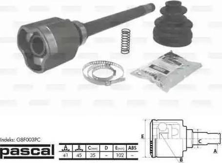 Pascal G8F003PC - Joint Kit, drive shaft autospares.lv