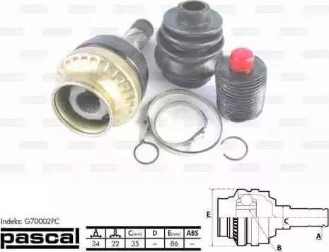 Pascal G70002PC - Joint Kit, drive shaft autospares.lv