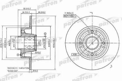 Patron PBD7015 - Brake Disc autospares.lv