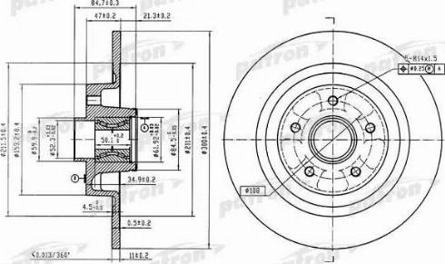 Patron PBD7012 - Brake Disc autospares.lv