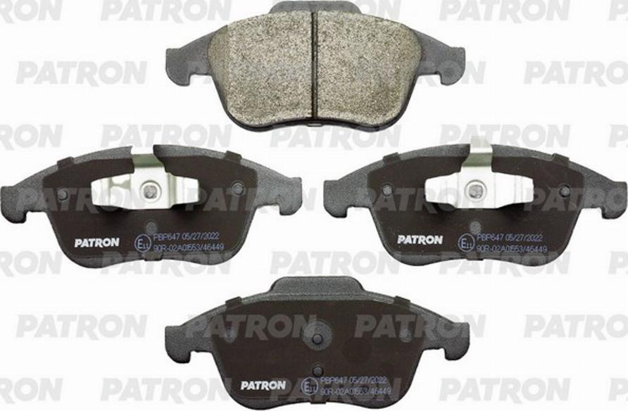 Patron PBP647 - Brake Pad Set, disc brake autospares.lv