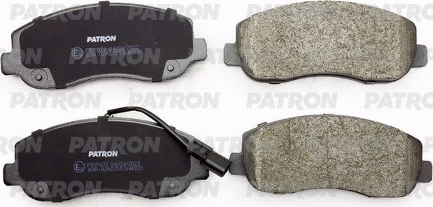 Patron PBP072 - Brake Pad Set, disc brake autospares.lv