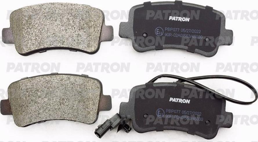 Patron PBP077 - Brake Pad Set, disc brake autospares.lv