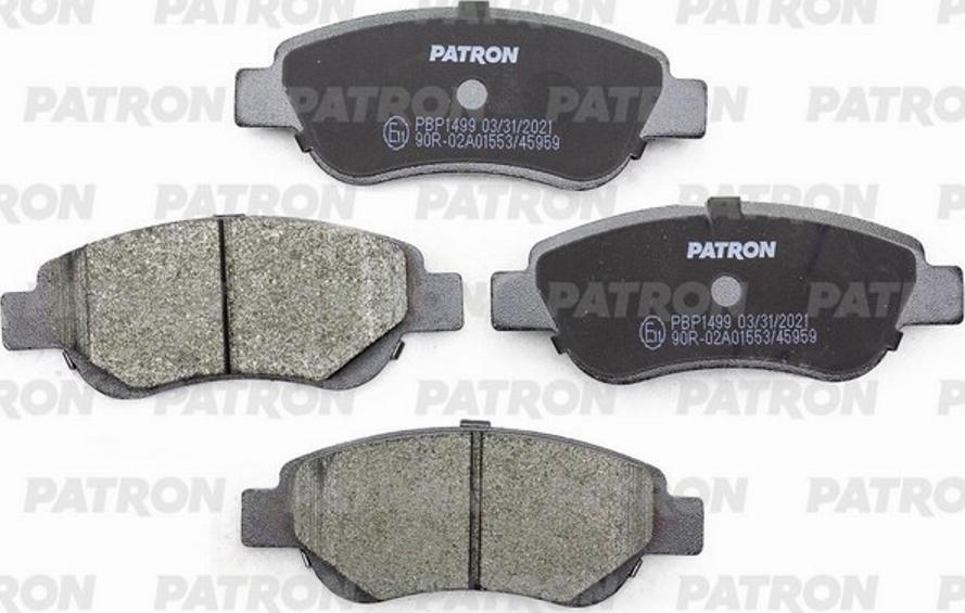 Patron PBP1499 - Brake Pad Set, disc brake autospares.lv