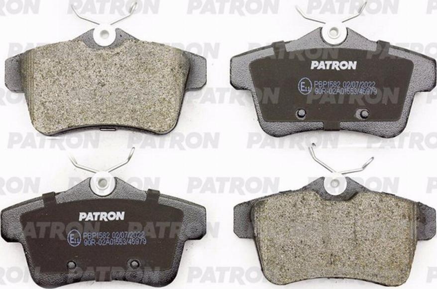 Patron PBP1582 - Brake Pad Set, disc brake autospares.lv