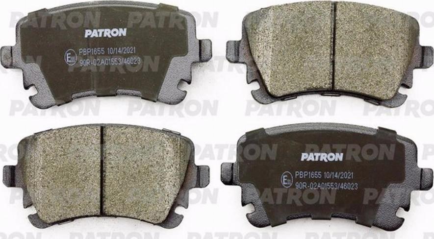 Patron PBP1655 - Brake Pad Set, disc brake autospares.lv