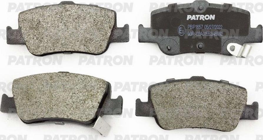 Patron PBP1657 - Brake Pad Set, disc brake autospares.lv