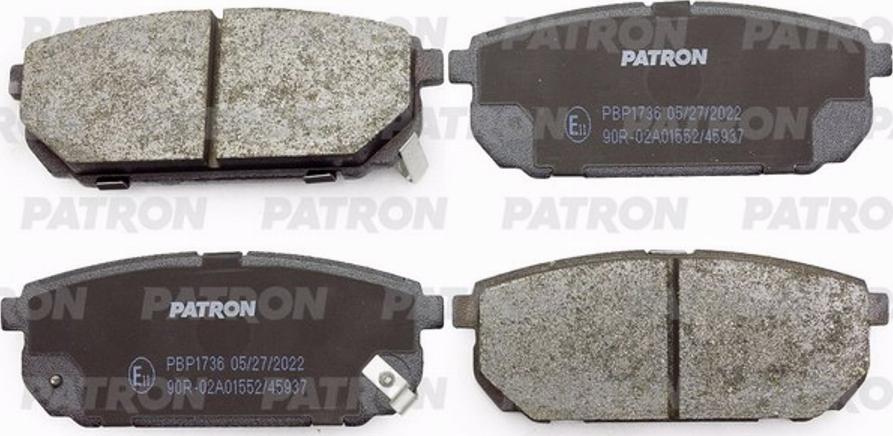 Patron PBP1736 - Brake Pad Set, disc brake autospares.lv