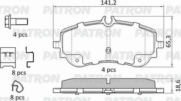 Patron PBP244 - Brake Pad Set, disc brake autospares.lv