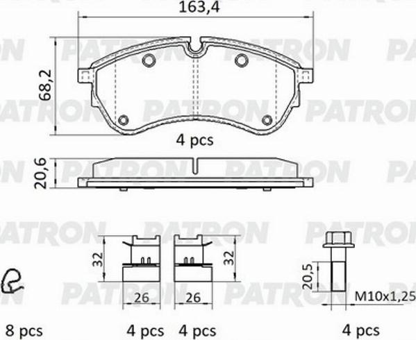 Patron PBP242 - Brake Pad Set, disc brake autospares.lv