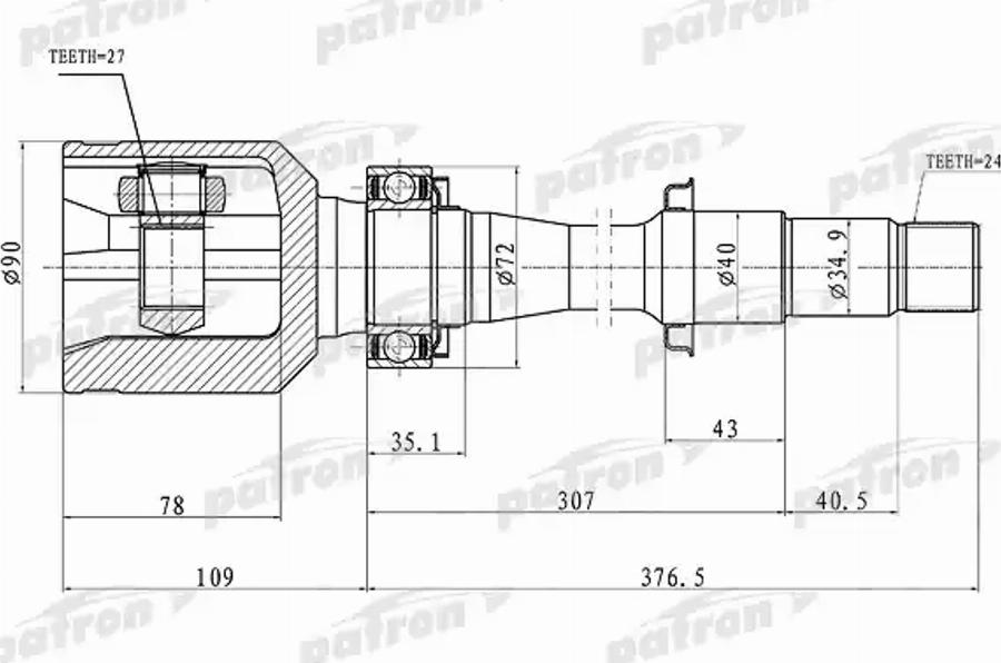 Patron PCV1430 - Joint Kit, drive shaft autospares.lv