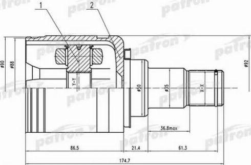 Patron PCV1570 - Joint Kit, drive shaft autospares.lv