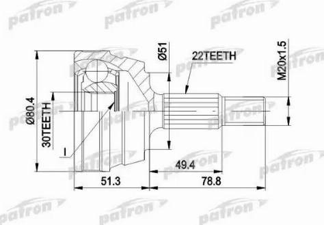 Patron PCV1096 - Joint Kit, drive shaft autospares.lv