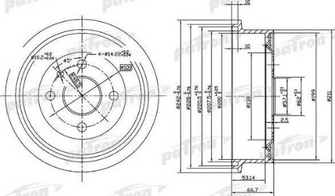 Patron PDR1119 - Brake Drum autospares.lv