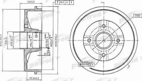 Patron PDR1353 - Brake Drum autospares.lv