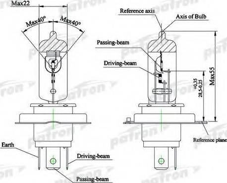 Patron PLH4-60/55 - Bulb, spotlight autospares.lv