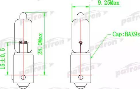 Patron PLH6W - Bulb, tail light autospares.lv