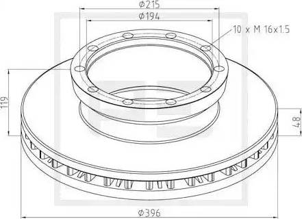 PE Automotive 056.101-00A - Brake Disc autospares.lv