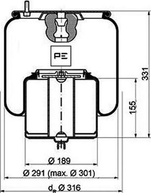 PE Automotive 084.109-71A - Bellow, air suspension autospares.lv