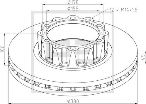 PE Automotive 036.005-00A - Brake Disc autospares.lv