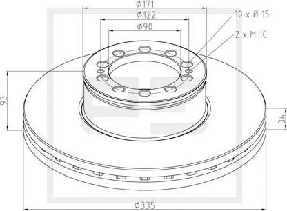 PE Automotive 036.126-00A - Brake Disc autospares.lv