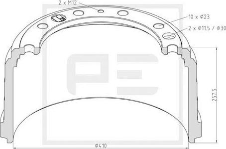 PE Automotive 026.639-00A - Brake Drum autospares.lv