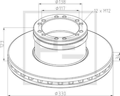 PE Automotive 106.206-00A - Brake Disc autospares.lv