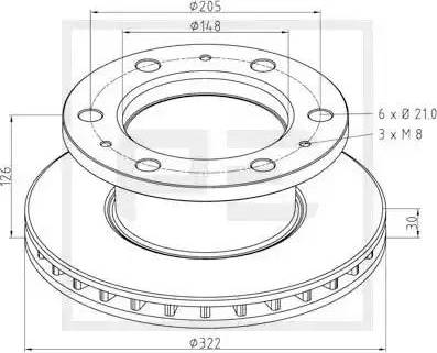 PE Automotive 116.000-00A - Brake Disc autospares.lv