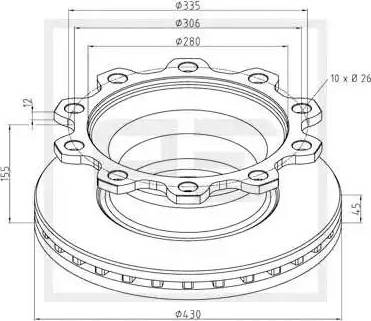 PE Automotive 186.100-00A - Brake Disc autospares.lv