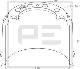 PE Automotive 326.006-00A - Brake Drum autospares.lv