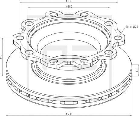 PE Automotive 326.000-00A - Brake Disc autospares.lv