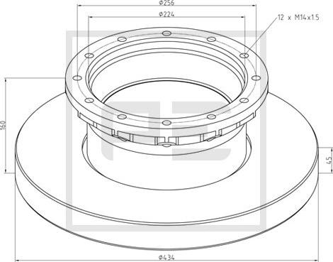 PE Automotive 256.100-00A - Brake Disc autospares.lv