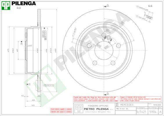 Pilenga 5904 - Brake Disc autospares.lv